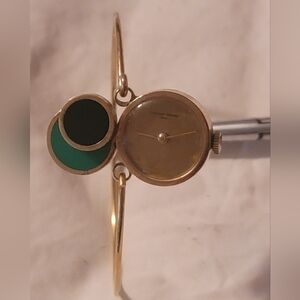 Vintage‎ Modernist Christian Bernard Paris 22K Yellow GP Bangle Bracelet Watch